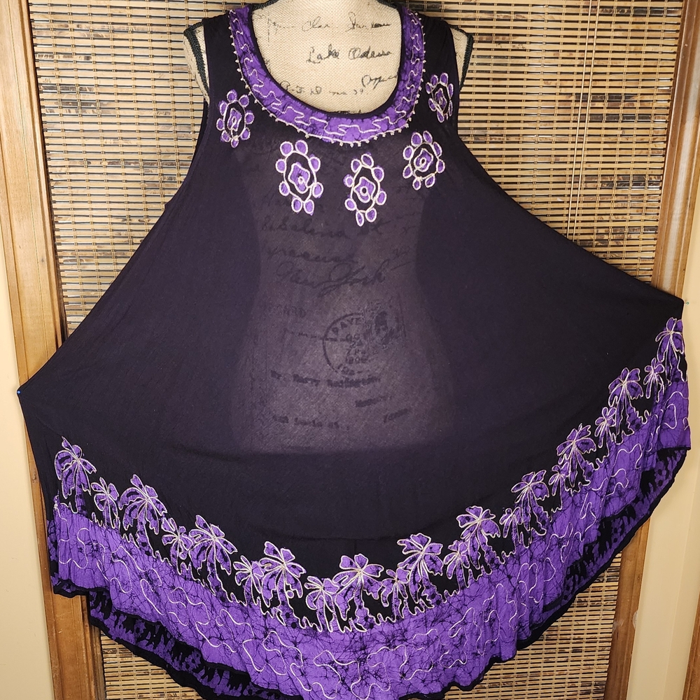 Sakkas Black and Purple Embroidered Maxi Dress
